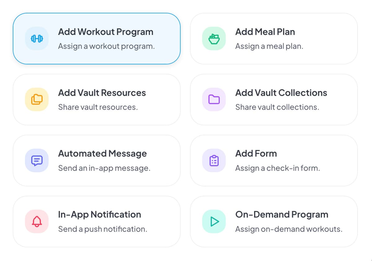 Eight different automation event types available in Fitsly