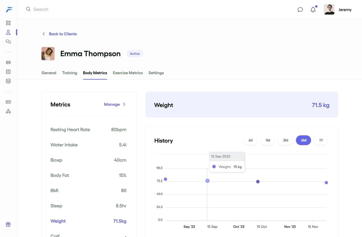 Client Body Metrics Dashboard