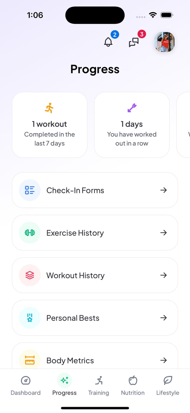 Client viewing progress photos
