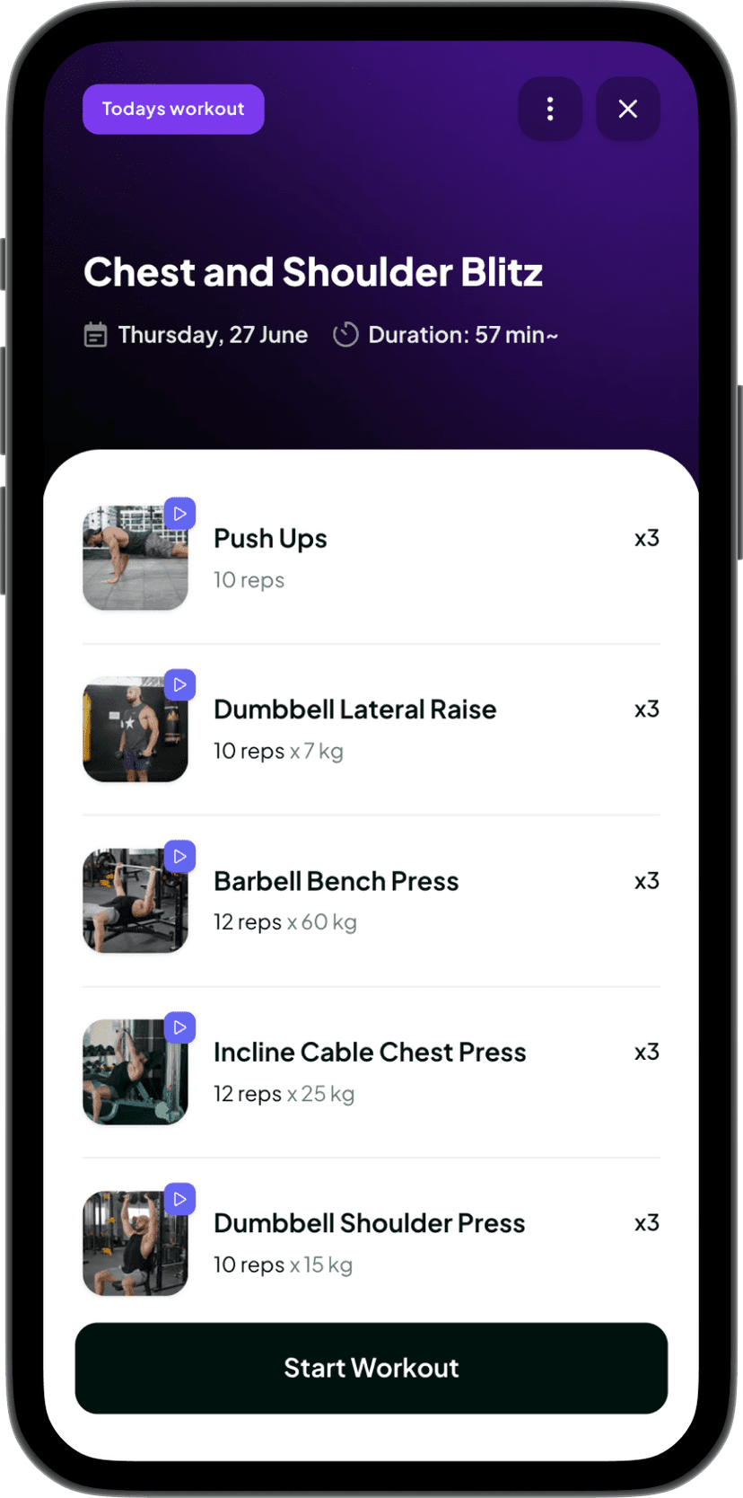 Workout builder assigned workouts