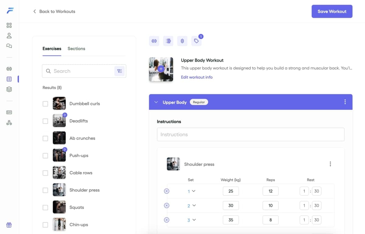 Workout Builder Dashboard