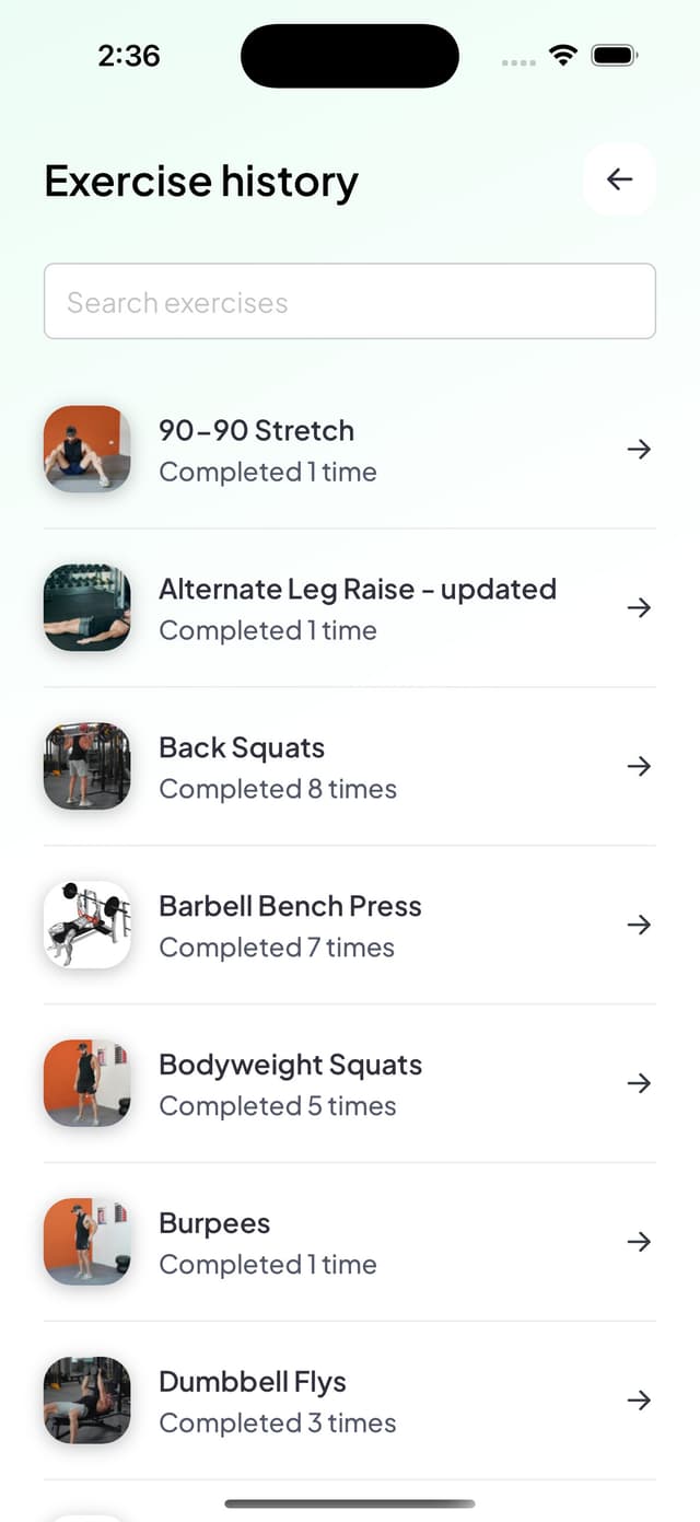 Exercise history 1