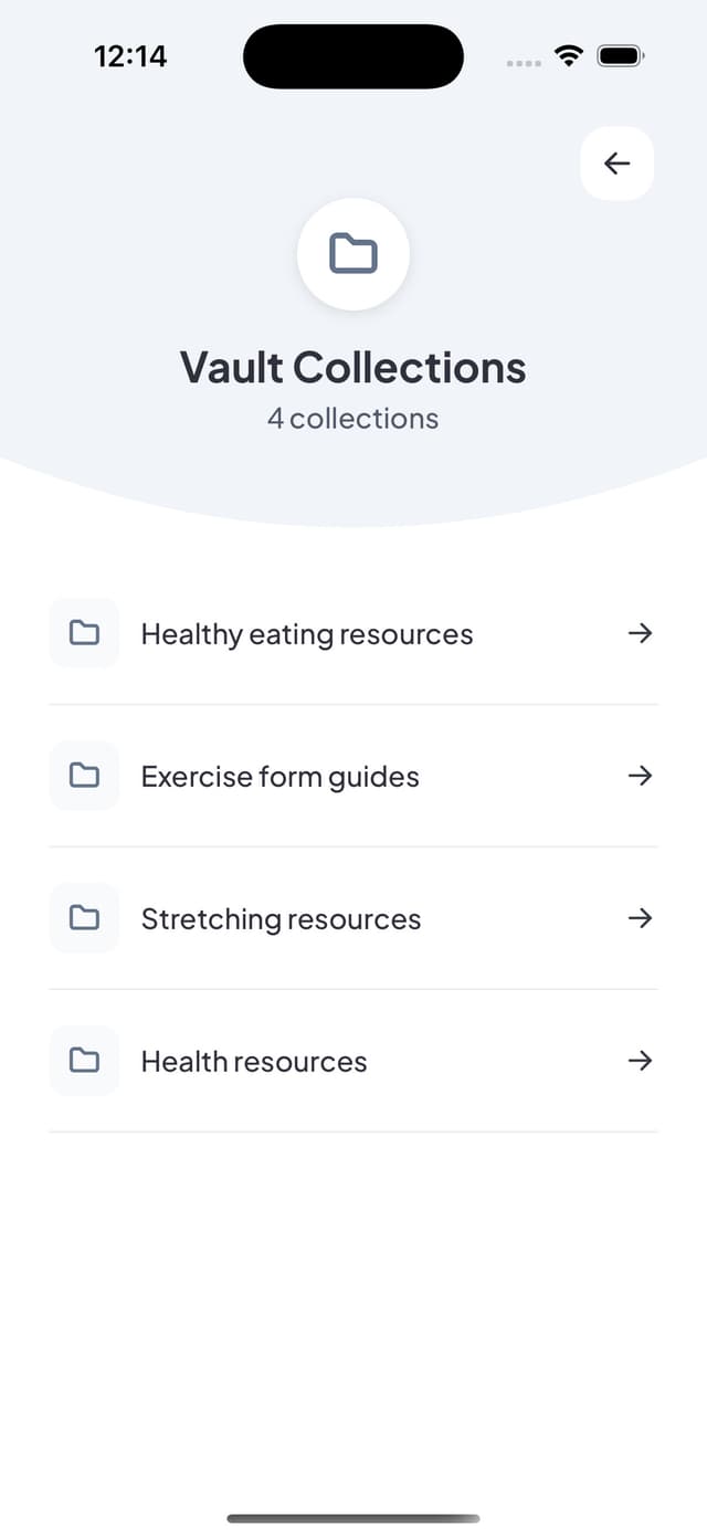 Client view of resource collections in the vault