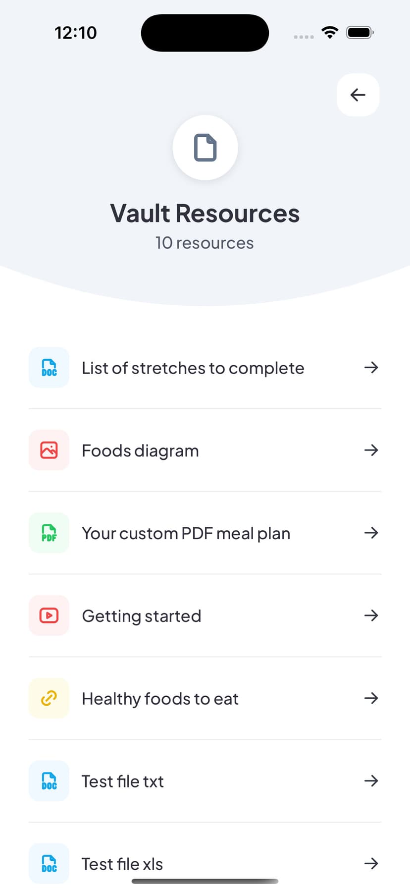 Individual resource view with video and document access