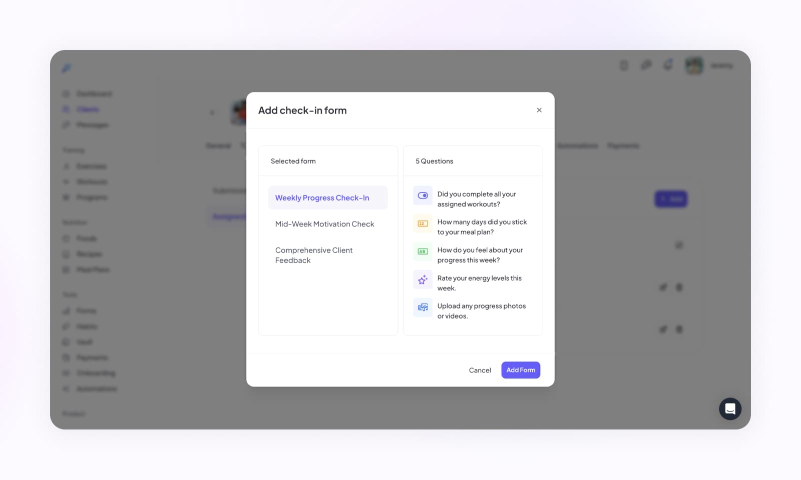 Selecting a master check-in template to assign