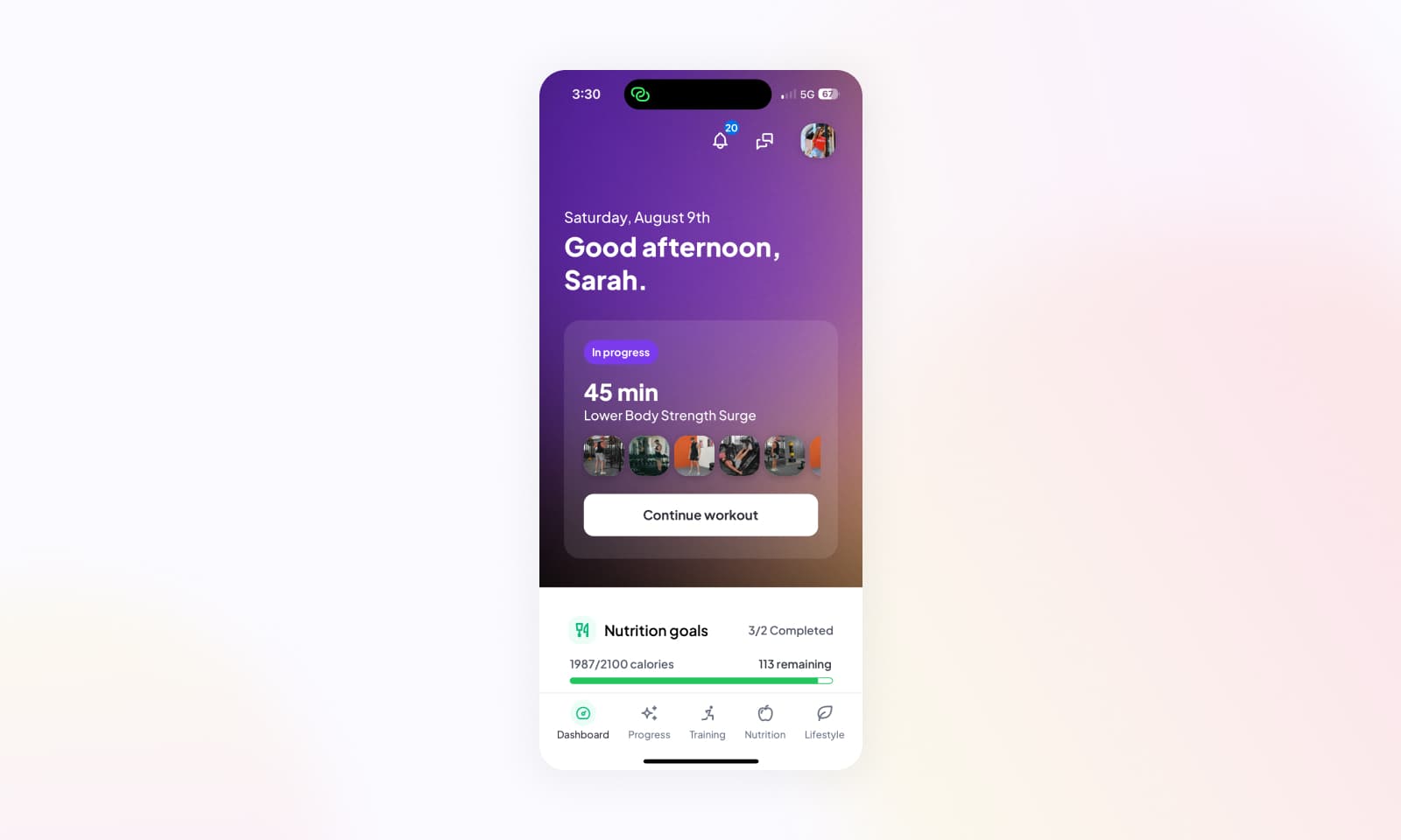 Viewing the client app dashboard