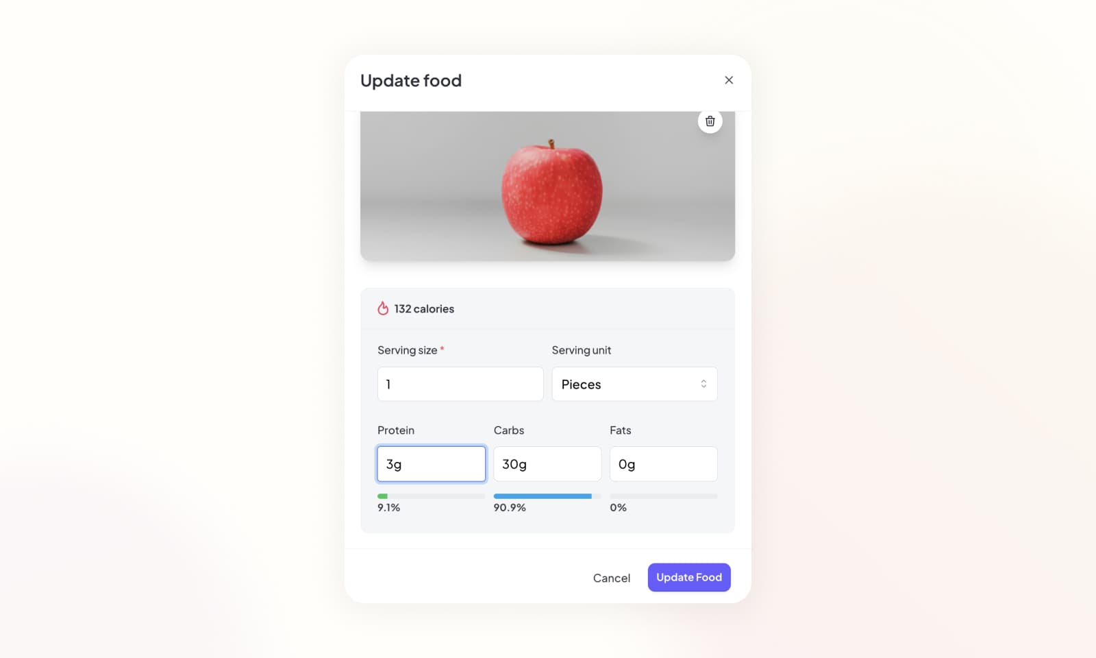 Creating a custom food item