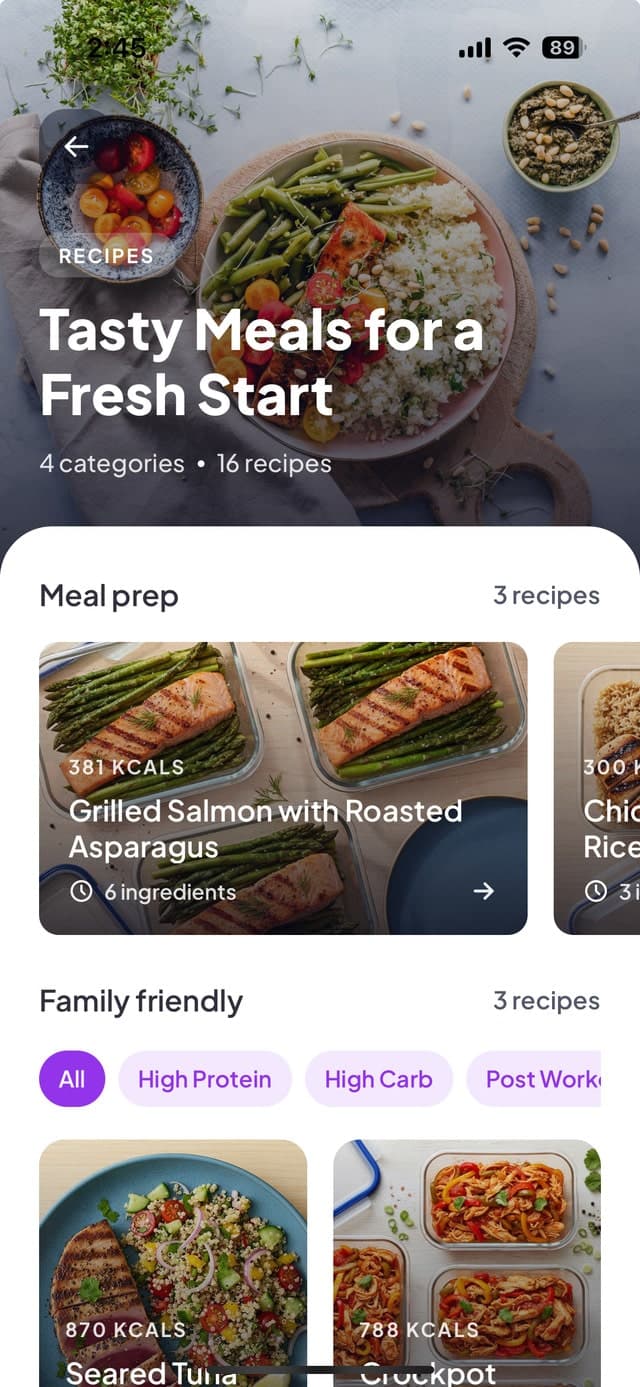 Client app habits page
