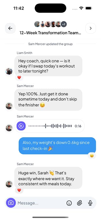 Seamless client-coach communication features