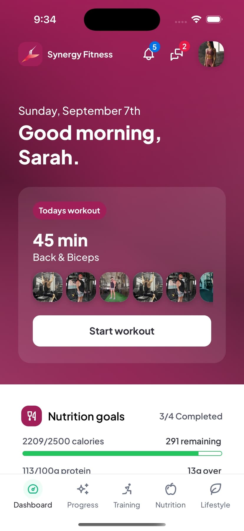 Branded client app interface