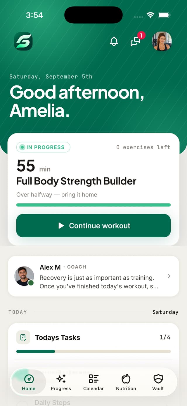 Client-friendly fitness app interface