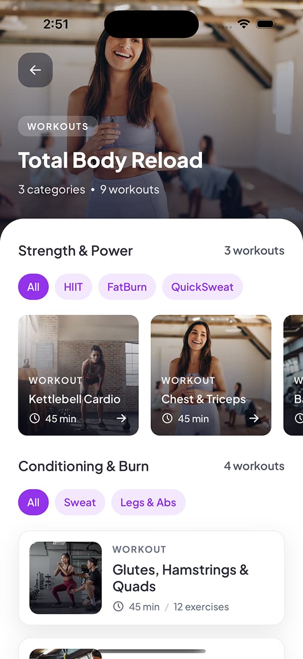 On-demand workout collection on mobile