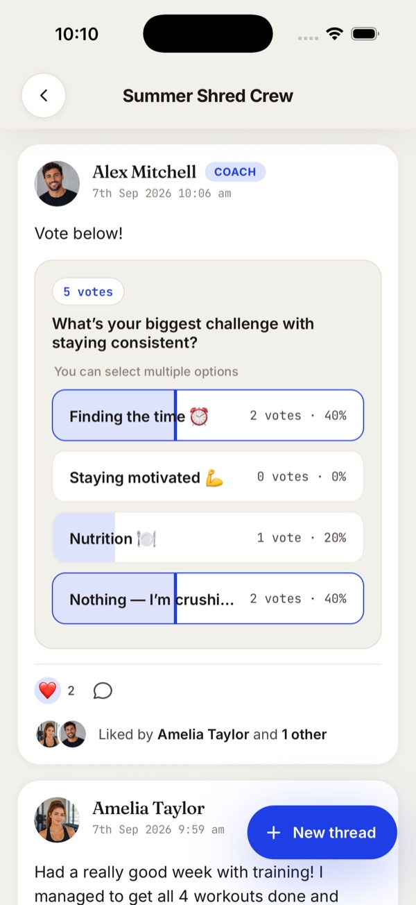 A poll in a Fitsly community thread