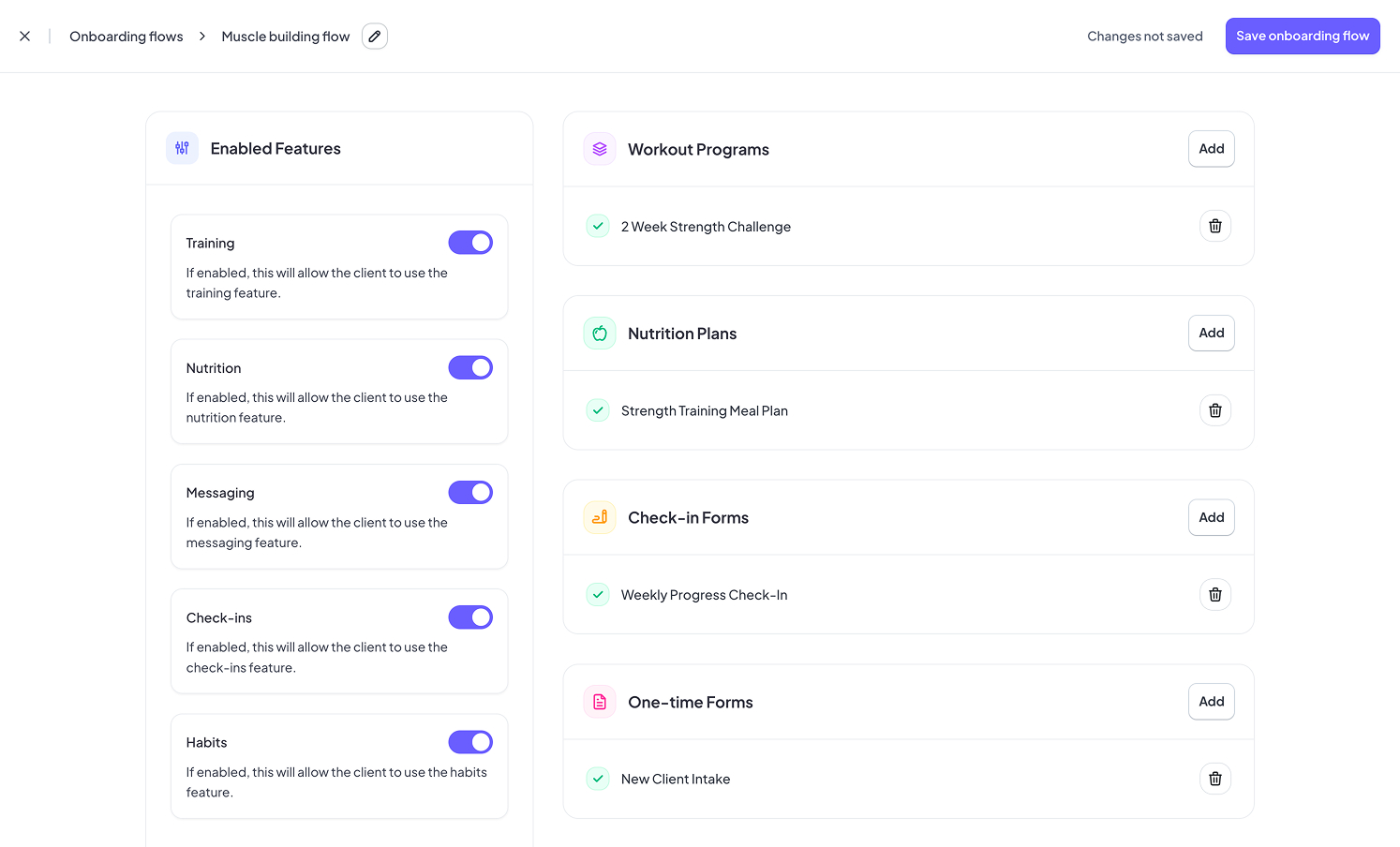 Fitsly onboarding flows dashboard