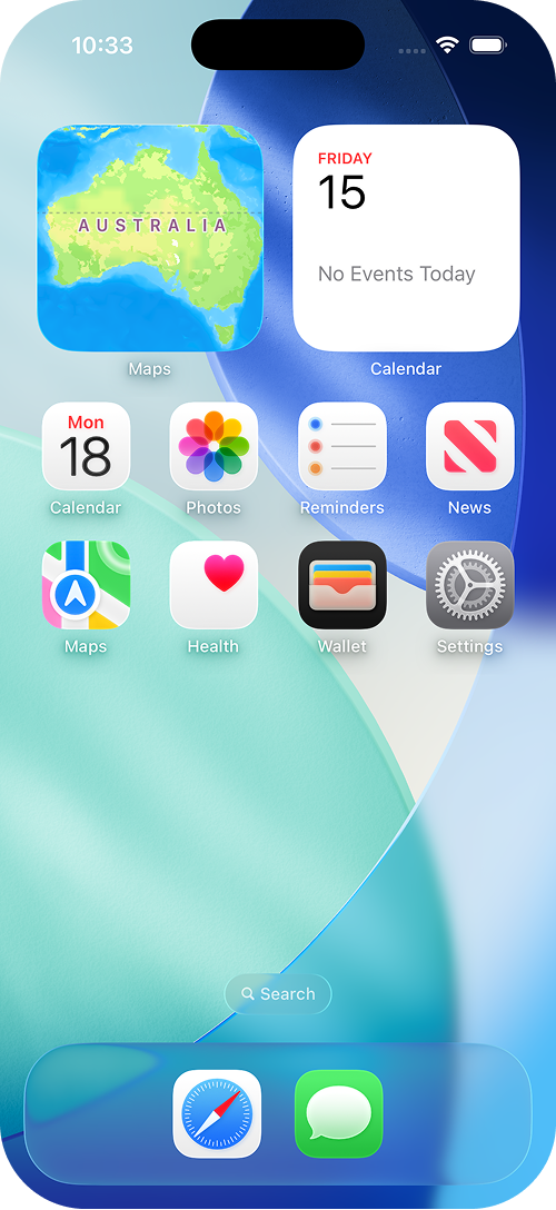 Home screen mockup