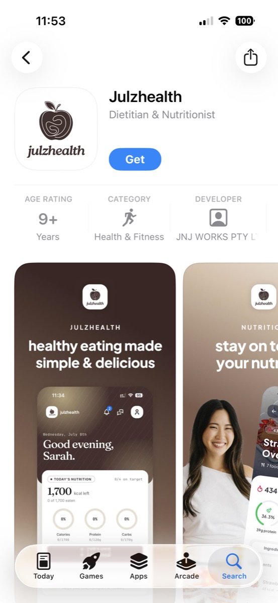 Julzhealth's App Store listing
