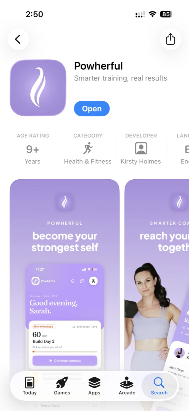 Powherful's App Store listing